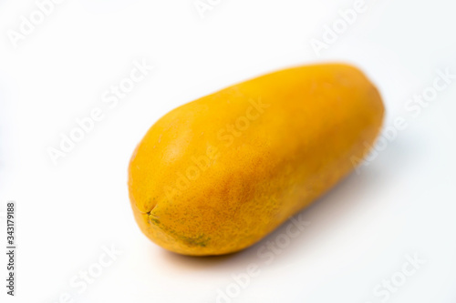 Ripe papaya, fresh yellow papaya in white background