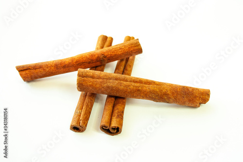 Cinnamon sticks on a white background