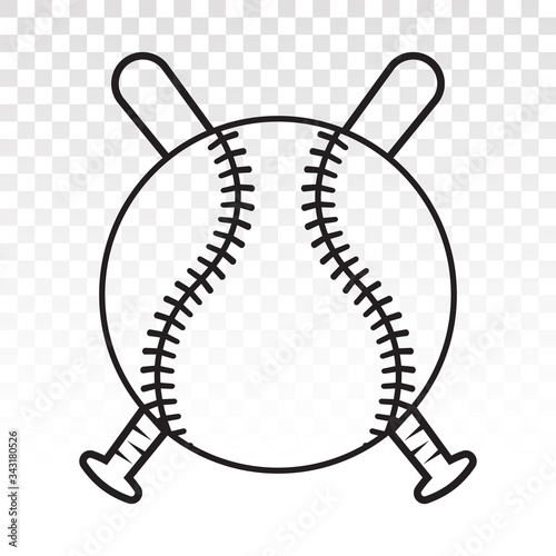 Baseball tournament vector line art icons for sports apps or website on a transparent background