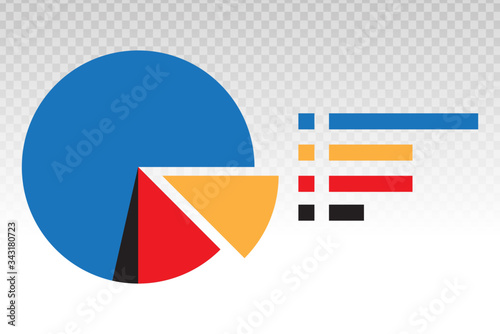 Statistical pie chart / piechart vector flat icon on a transparent background