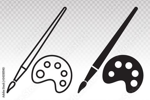 palette paint brush / paintbrush vector icon for apps or website on a transparent background
