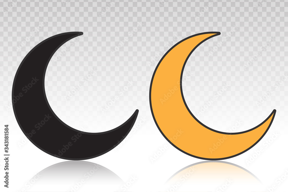 Crescent moon or night / nighttime vector flat icon for apps and websites on a transparent background Crescent moon or night / nighttime vector flat icon for apps and websites on a transparent background