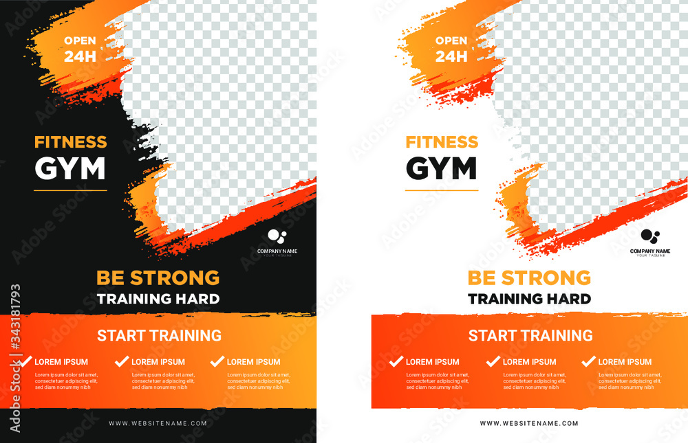 GYM / Fitness Flyer template with grunge shapes. vector - obrazy, fototapety, plakaty 