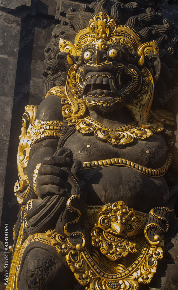 Black and gold guardian of the gate, Balinese statue