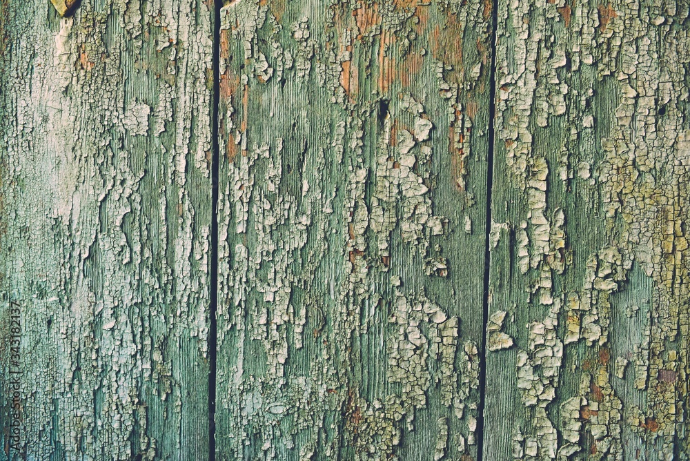 Old wooden board weathered grunge surface with cracked and peeling paint closeup as background. Old wooden board weathered grunge surface with cracked and peeling paint closeup as background.