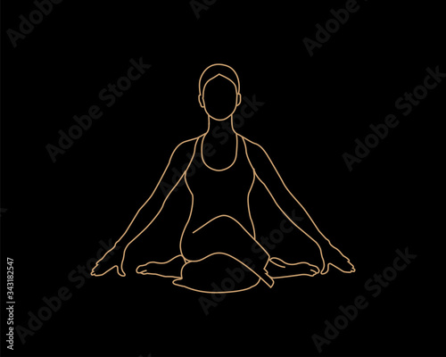 Yoga lotos pose woman gpld line art