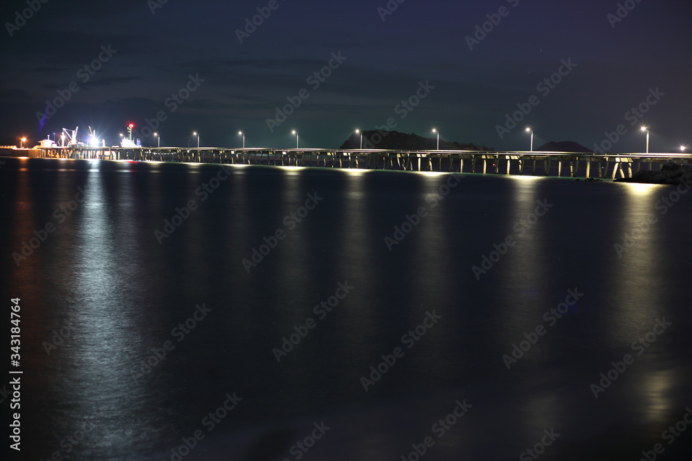 sea and pier in the evening at Sattahip ,Thailand	