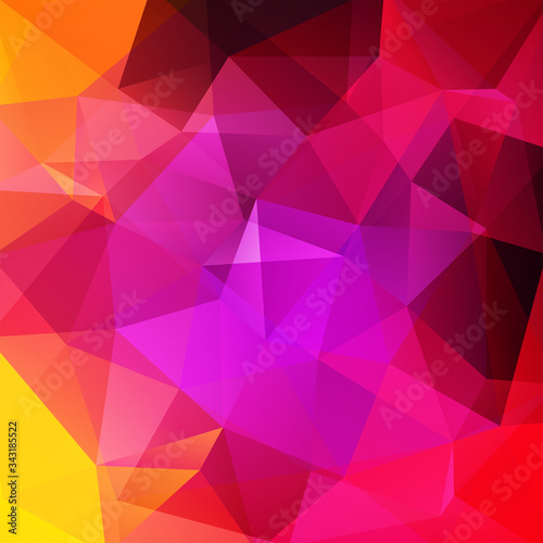 Background made of red, pink, purple, yellow triangles. Square composition with geometric shapes. Eps 10
