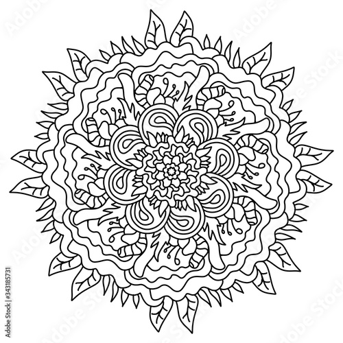 mandala pattern seamless white black element outline (ID: 343185731)