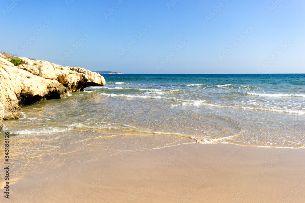 Mediterraneana beach with sunny summer day Mediterraneana beach with sunny summer day