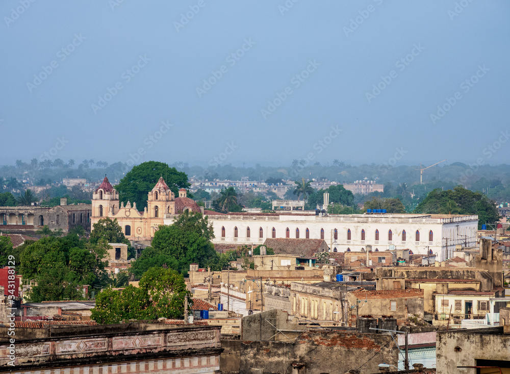 View over the Old Town towards Nuestra Senora del Carmen Church, Camaguey, Camaguey Province, Cuba
