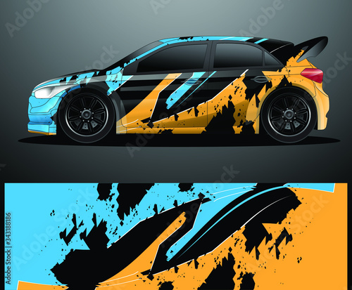 Rally car decal graphic wrap vector  abstract background