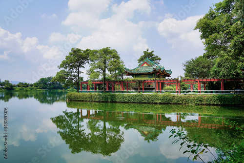Seven Stars Cave Scenic Park in Zhaoqing City of Guangdong Province centers around the Star Lake and the Seven Peaks 