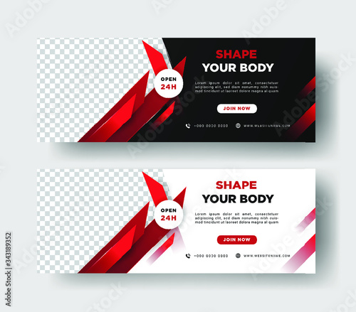 Sports Banner Template, Gym Fitness, with a modern, clean design, Vector Template