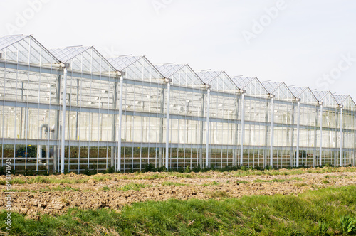 Exterior of a greenhouse made of glass