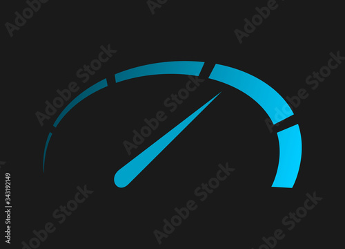 Vector illustration of speedometer icon on dark background.