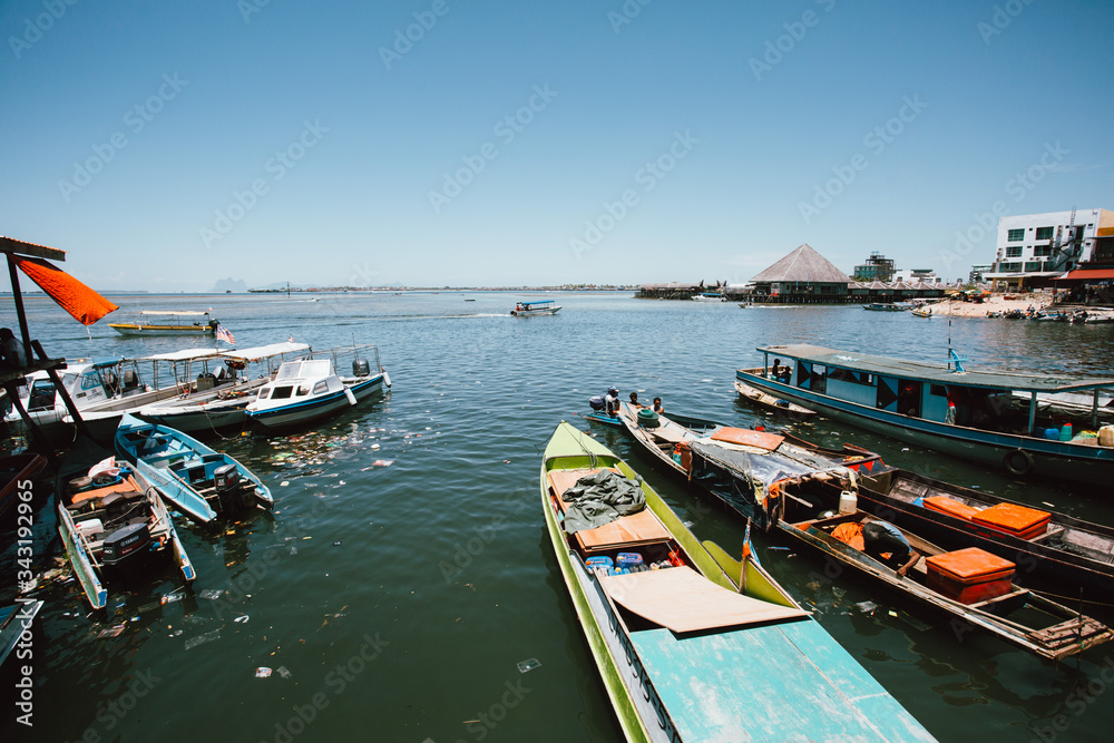 Semporna, Sabah, Malaysia - 26 April 2020 - Semporna boat jetty