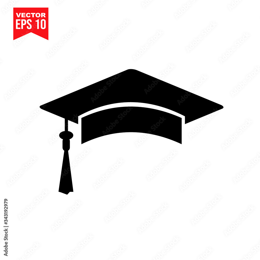 Graduation Cap And Diploma Icon Symbol Flat Vector Illustration For