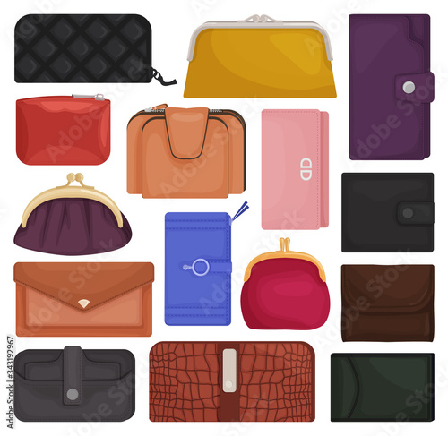 Leather wallet isolated cartoon set icon. Vector illustration purse on white background.Cartoon vector set icon leather wallet .