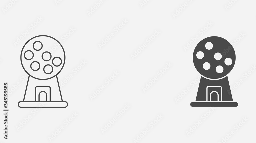 Gum machine outline and filled vector icon sign symbol Gum machine outline and filled vector icon sign symbol