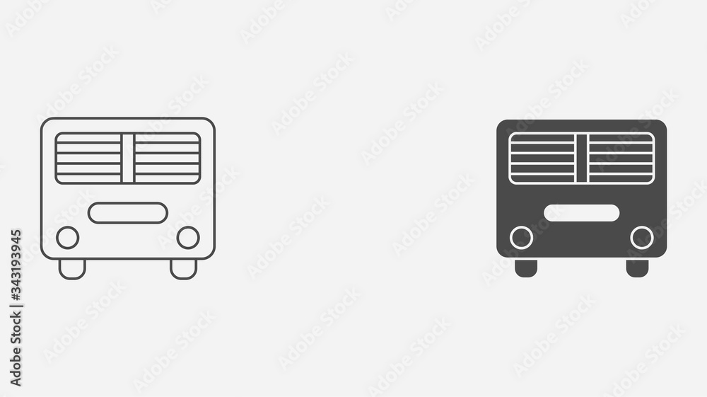 Heater outline and filled vector icon sign symbol Heater outline and filled vector icon sign symbol