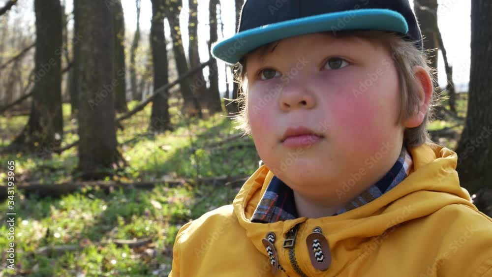 Portrait of a boy in spring forest. Portrait of a boy in spring forest.