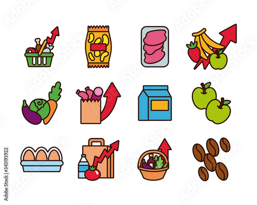 bundle of commodity basket icons
