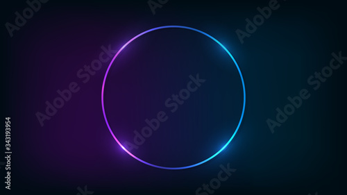 Neon round frame with shining effects