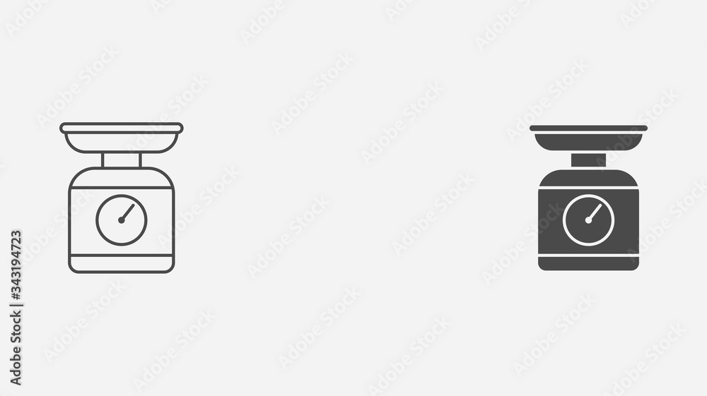 Kitchen scale outline and filled vector icon sign symbol Kitchen scale outline and filled vector icon sign symbol