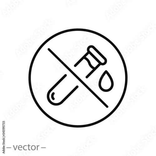 no preservative icon, chemical and toxic free, product clean test, thin line web symbol on white background - editable stroke vector illustration eps10