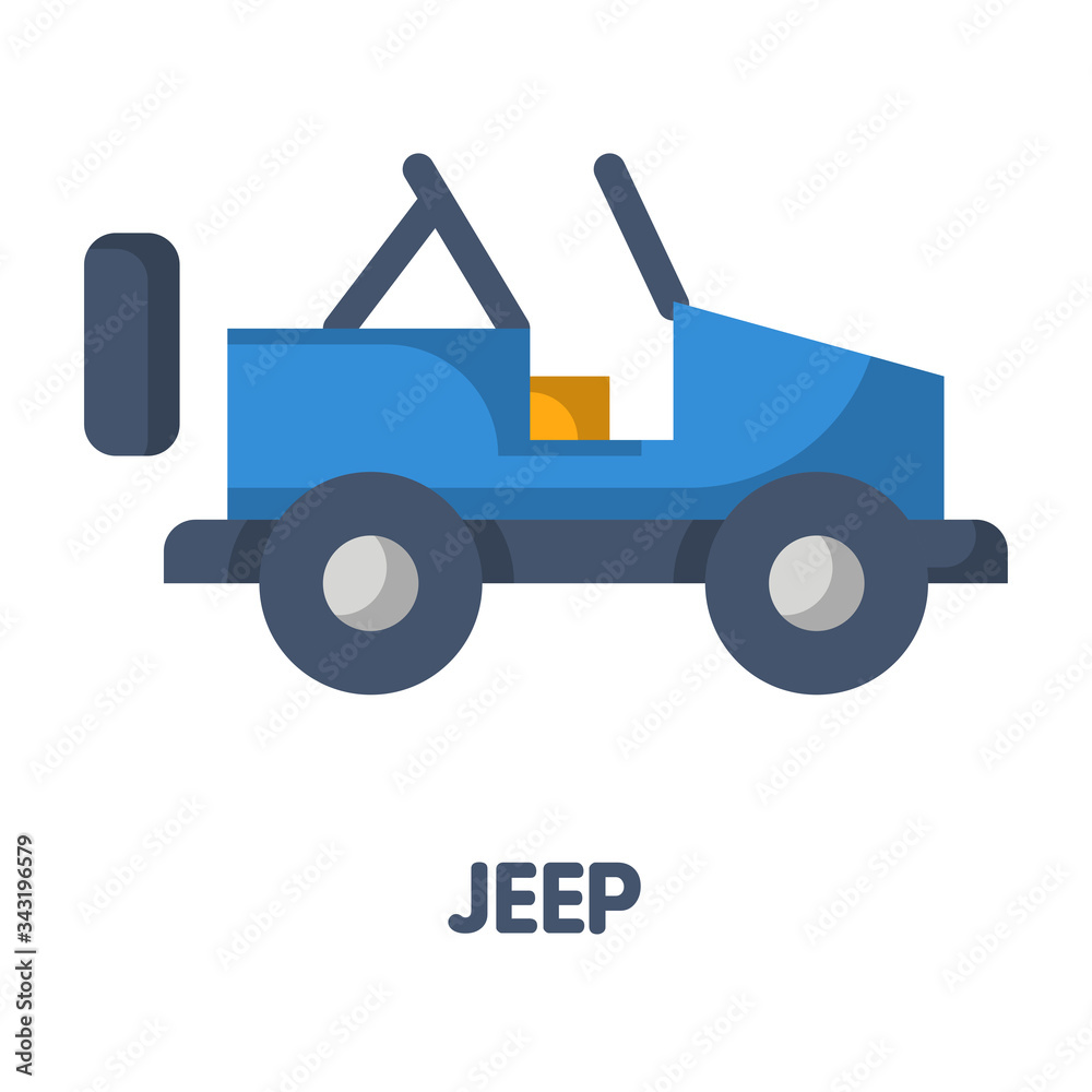 Jeep car flat icon vector design illustration on white background eps.10
