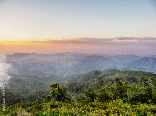 Landscape seen from La Gran Piedra at sunset  Santiago de Cuba Province  Cuba