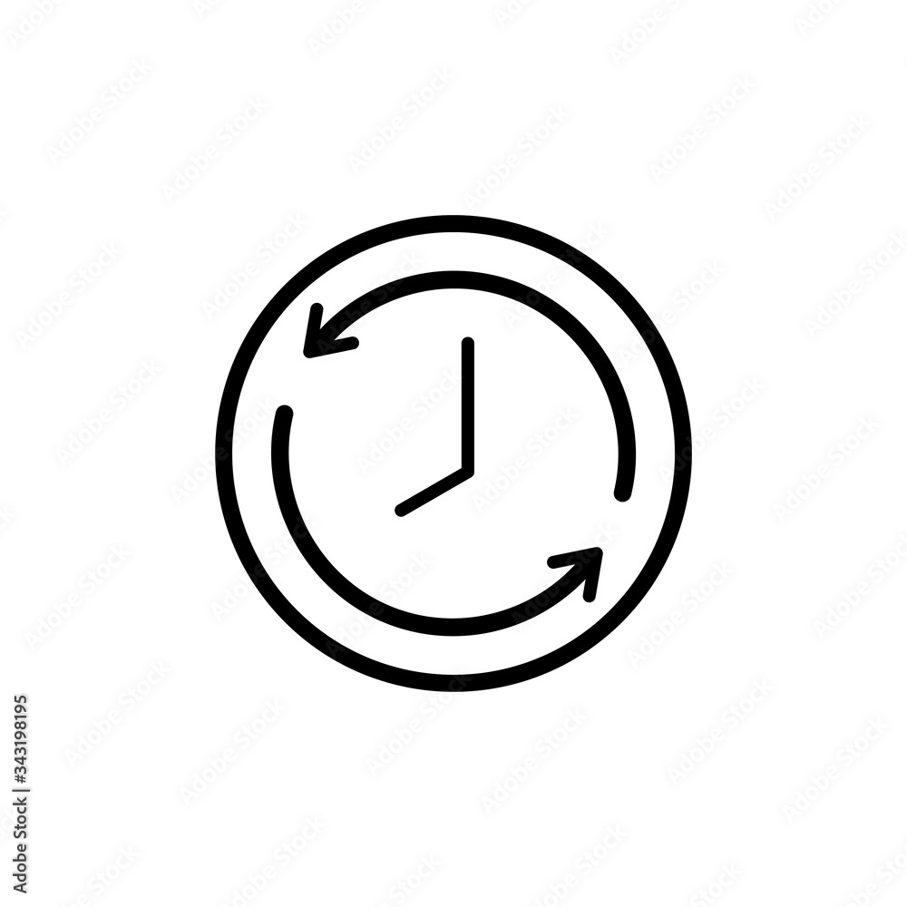 Clock line icon isolated on white background. Black and white simple watches. Time concept Clock line icon isolated on white background. Black and white simple watches. Time concept