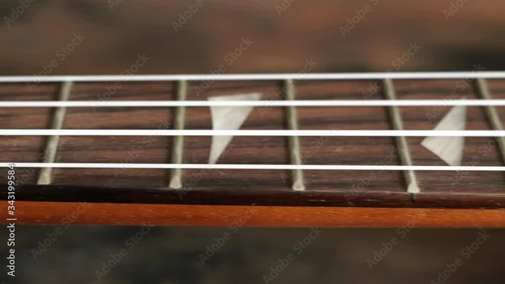 Ukulele Neck Fingerboard close-up. Ukulele Neck Fingerboard close-up.