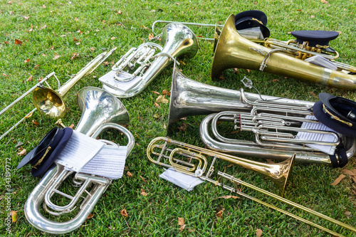 Musical instruments on the grass