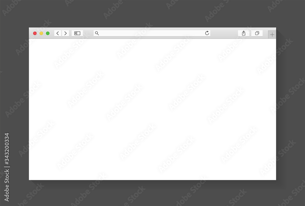 Modern browser window design isolated on dark grey background. Web window screen mockup. Internet empty page concept with shadow Modern browser window design isolated on dark grey background. Web window screen mockup. Internet empty page concept with shadow