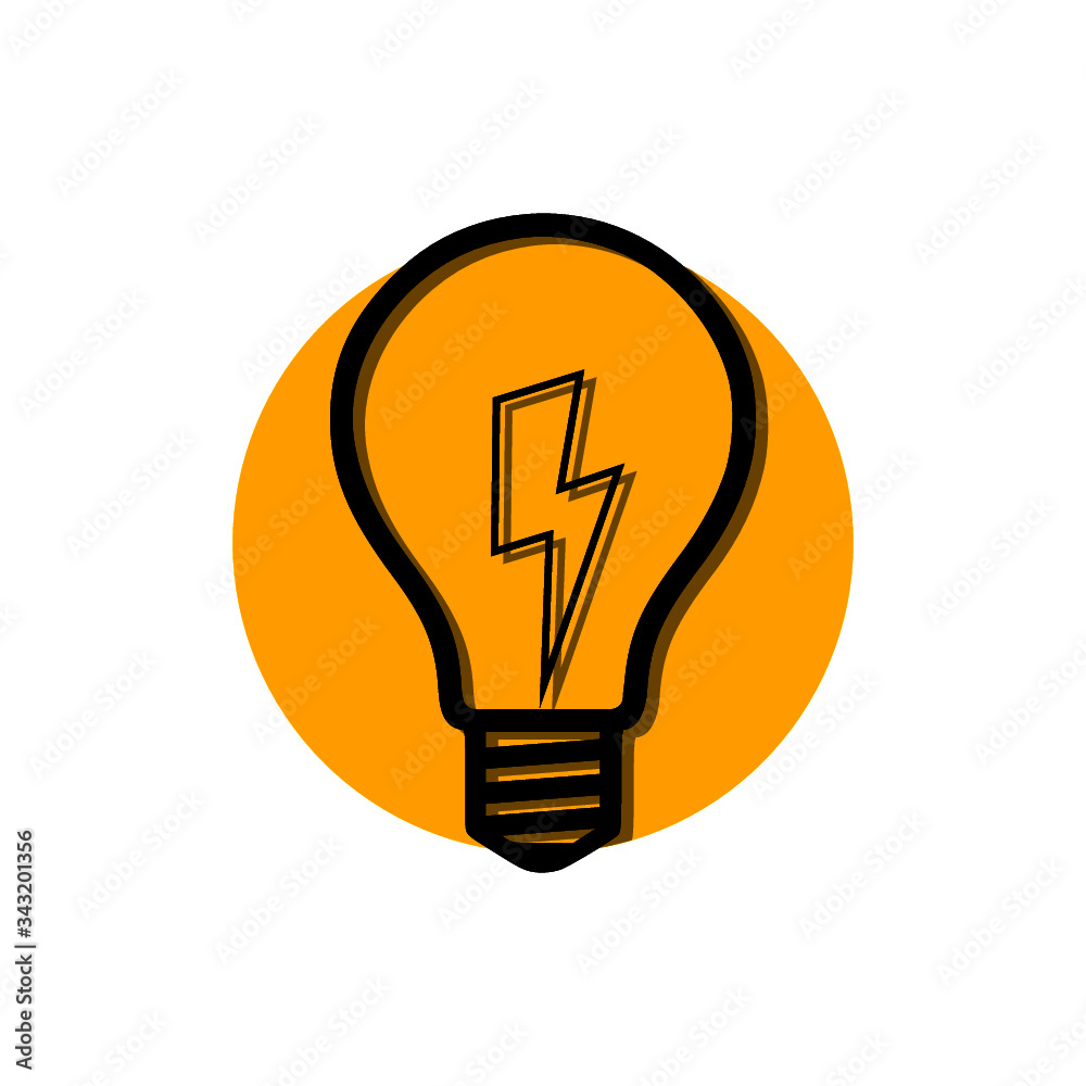Light bulb with lightning symbol icon isolated on white background Light bulb with lightning symbol icon isolated on white background