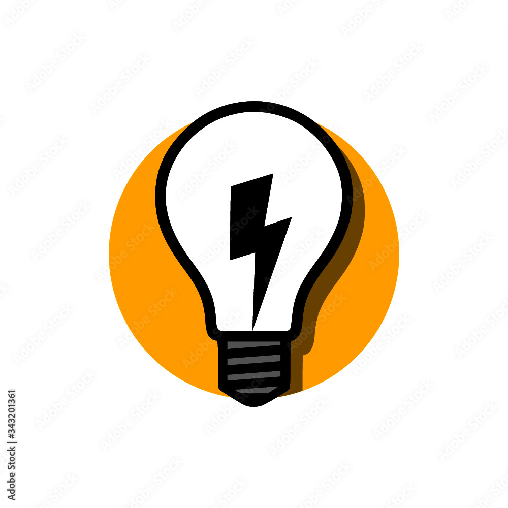 Light bulb with lightning symbol icon isolated on white background Light bulb with lightning symbol icon isolated on white background