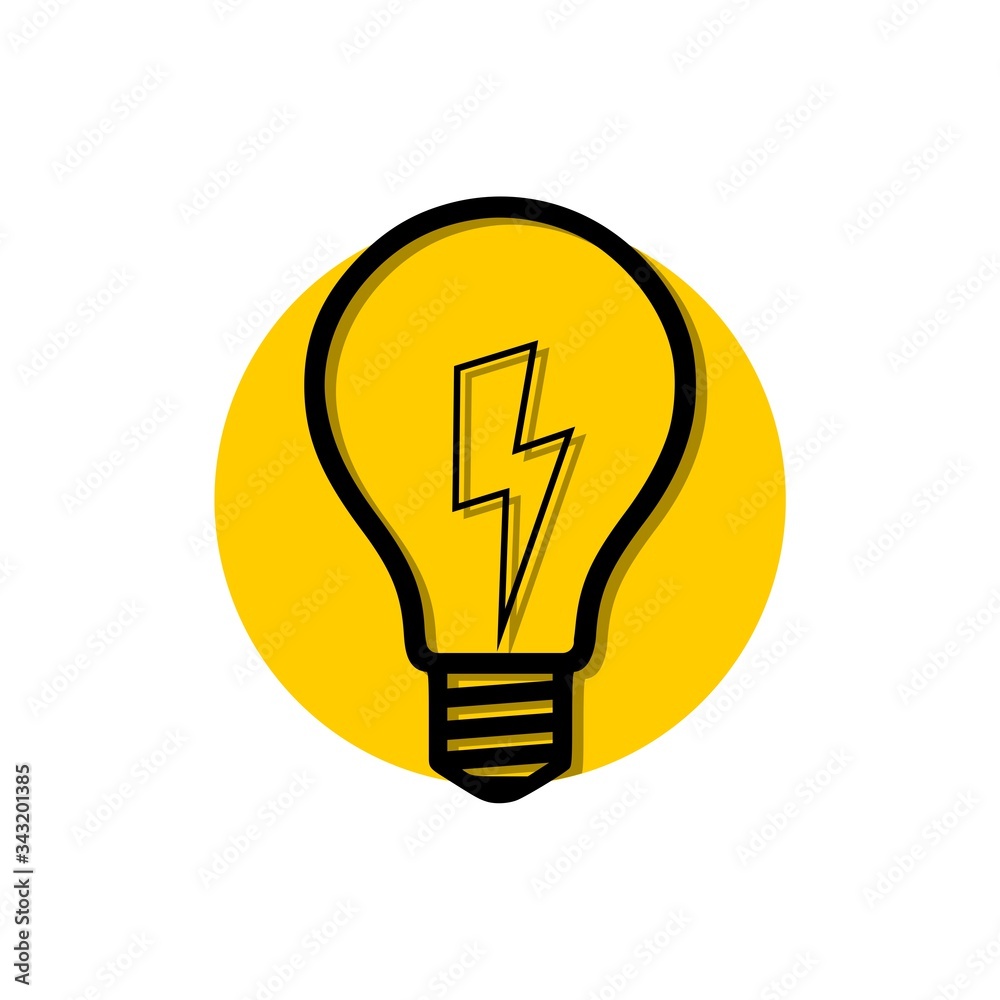 Light bulb with lightning symbol icon isolated on white background Light bulb with lightning symbol icon isolated on white background