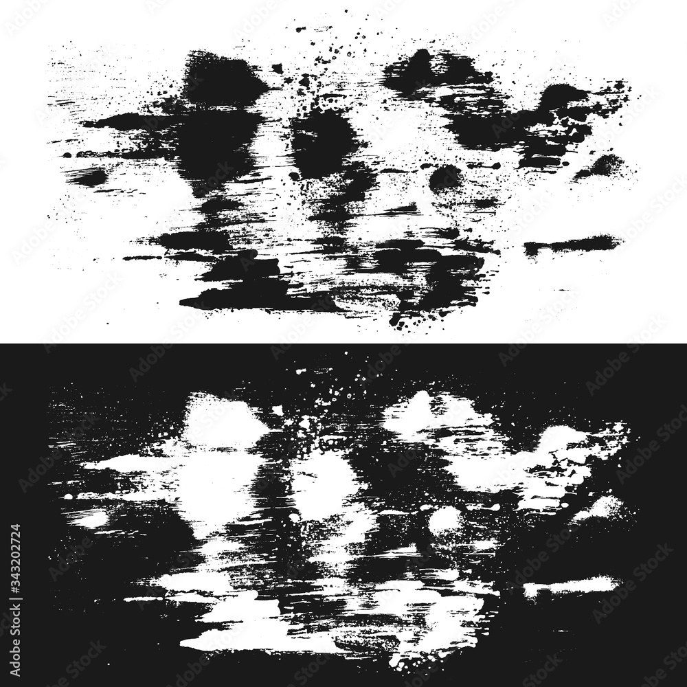 Grunge, gritty vector texture on white and black backgrounds. Subtle dirty design element. Grunge, gritty vector texture on white and black backgrounds. Subtle dirty design element.