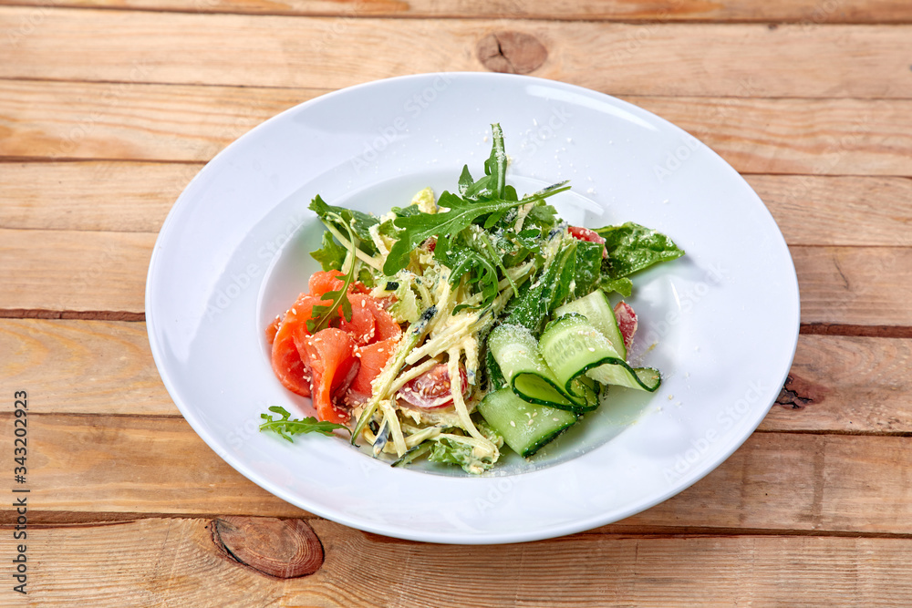 salted salmon with fresh vegetables salted salmon with fresh vegetables