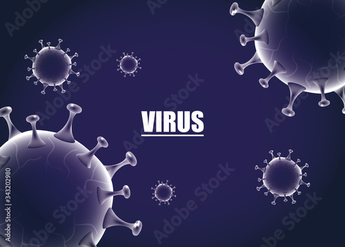 covid19 particles in vibrant purple color background