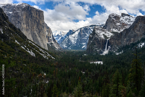 Snow Capped Yosemite Valley From Tunnel View