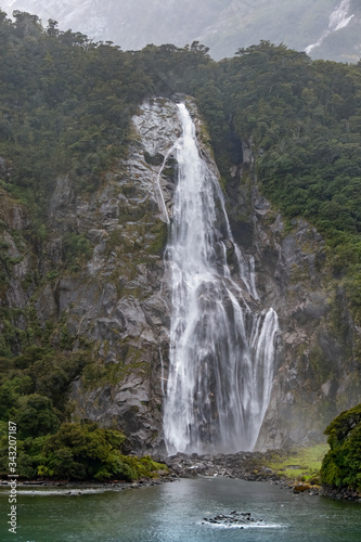 Lady Elizabeth Bowen Falls, Milford Sound, Fiordland National Park, South Island, New Zealand