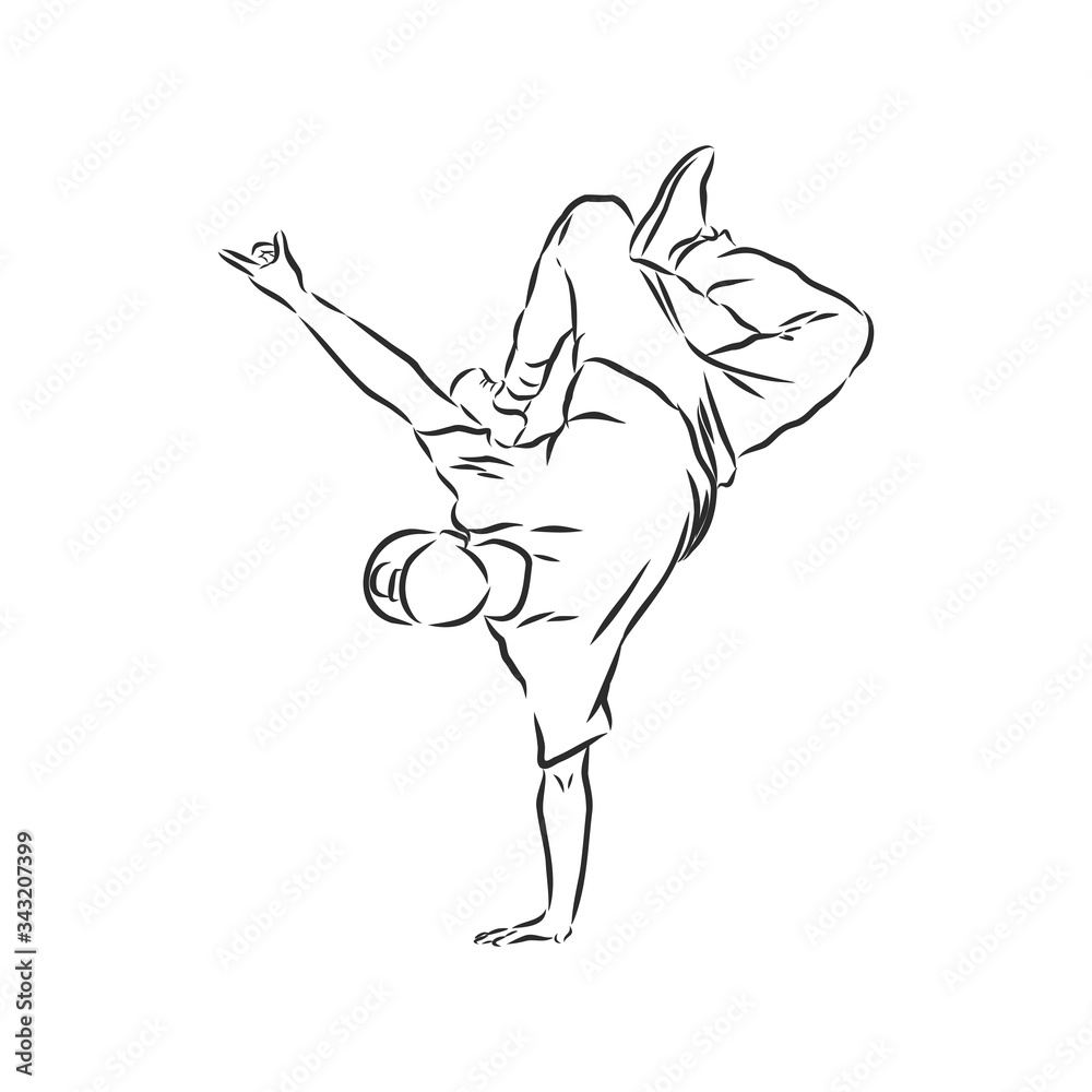 break dancer-continuous line drawing. break dance, dancer, vector sketch illustration