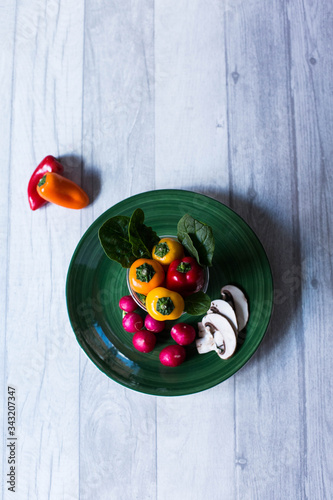 fresh vegetables in a glass bowl