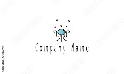 Vector logo on which an abstract image of jellyfish with bubbles.
