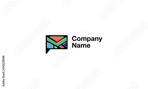 Free Download Vector logo on which an abstract image of a message symbol composed of colored shapes. - GFXLoad