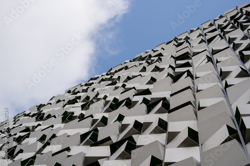 View of the unusual Cheesegrater cuboid metal car park building in Sheffield from below photo