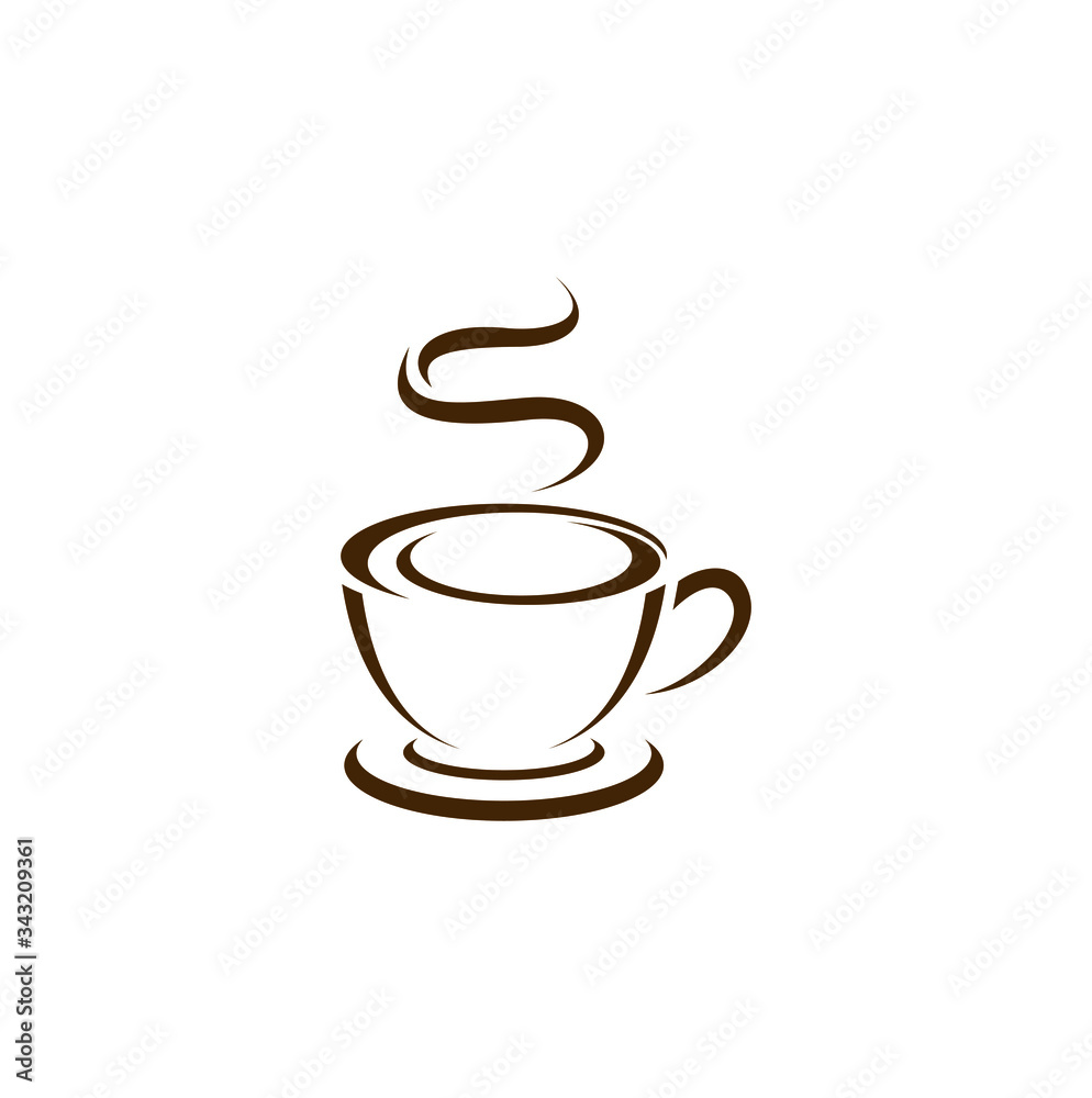Obraz premium Coffee cup vector logo design illustration. Vector coffee shop template